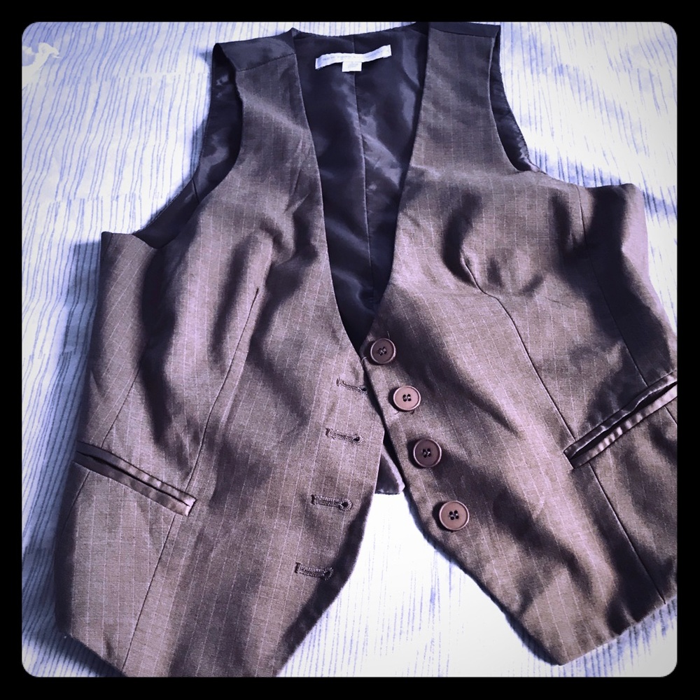 Vest brown white pin strips NY&Company